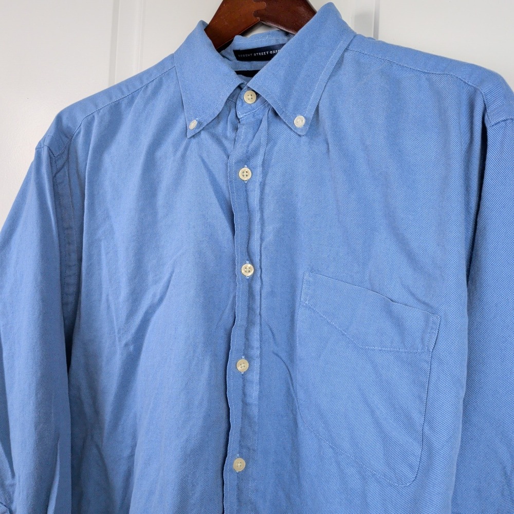 Austin Reed London Regent Street Oxford Shirt Mens L Blue Cotton Button Down